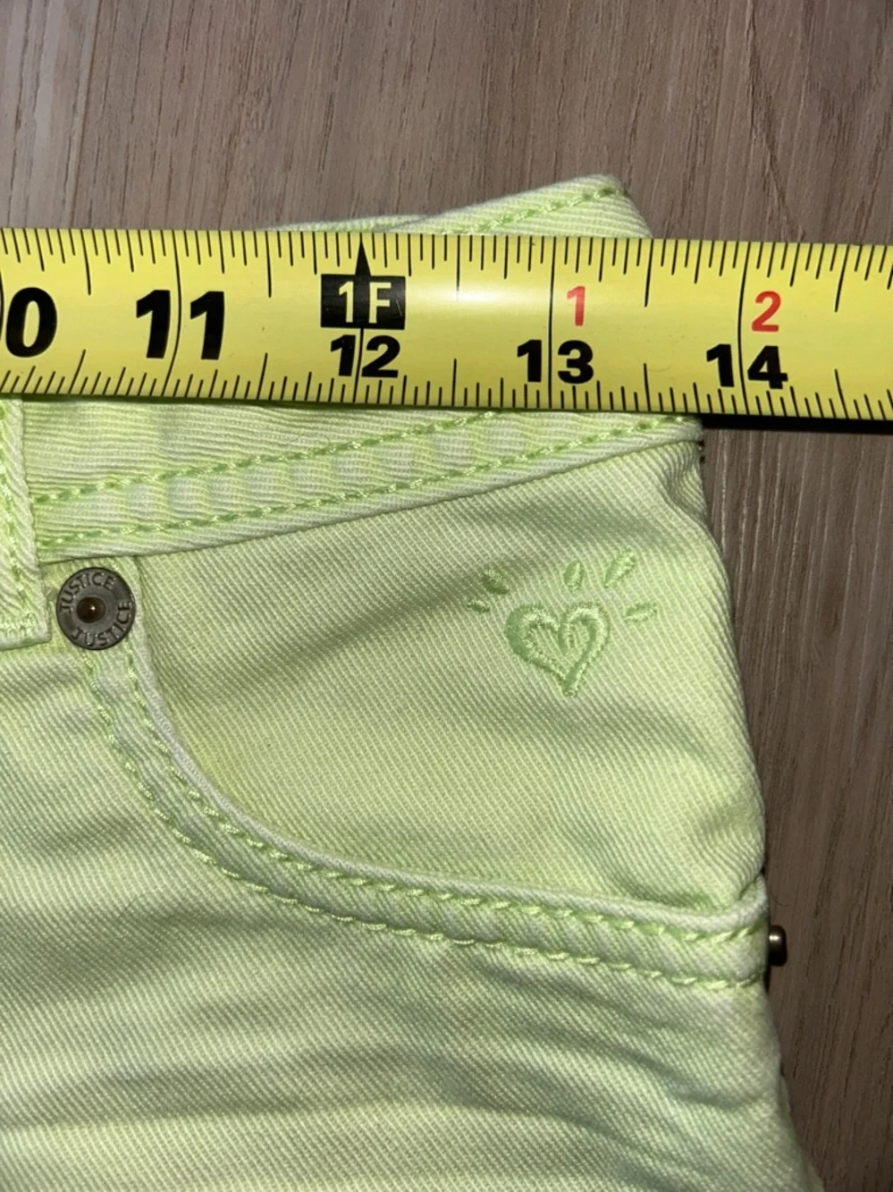 Justice Girls' Denim Cotton Cut Off Shorts XS 5/6 Green Frayed Hem Casual Summer